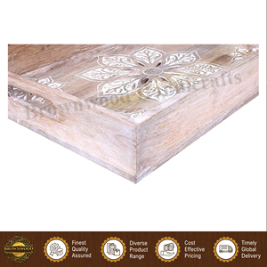 Bandeja de Servicio de Alimentos Rectangular de Madera Tallada a Mano de Primera Calidad para Restaurantes y Hoteles, Fabricada en India - Product Image 2