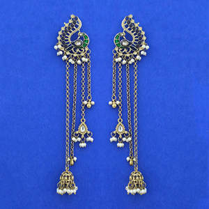 Mayoristas de Joyería Artificial de Moda en India, Pendientes Indo-Occidentales con Baño de Mehndi 113087 - Product Image 2