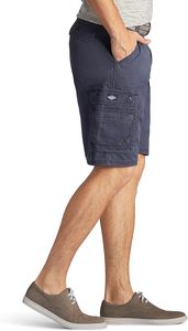 Shorts cargo en denim bleu marine pour homme, taille mi-haute, respirants, style décontracté d'été avec poches, tissu en coton tissé - Product Image 3