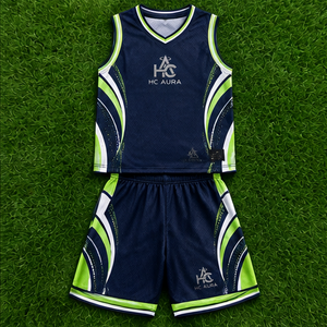Ensemble d'uniformes de basketball unisexe tendance bleu-vert, sublimé, col en V, sans manches, anti-humidité, coupe athlétique, logo personnalisé - Product Image 3