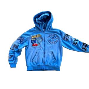 Fabricants de logo personnalisé Streetwear Sweat à capuche Écusson personnalisé Broderie Logo French Terry Acid Washed Embossed Men Zip up Hoodies - Product Image 3