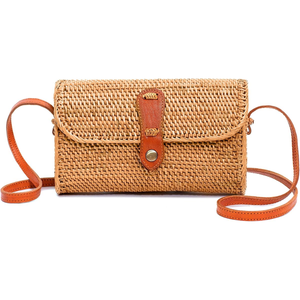 Handmade Rattan Purse, Straw Wicker <b>Crossbody</b> <b>Bag</b> for Women, Boho <b>Summer</b> Shoulder Handbag for Beach Travel Vacation - Product Image 1