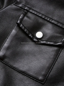 Veste tendance en cuir véritable à fermeture éclair personnalisée pour hommes de bonne qualité à des tarifs de gros Vestes tendance en cuir de couleur personnalisée - Product Image 2