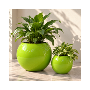 Ventes en gros de pots de fleurs rouges brillants, design rond contemporain, pots de fleurs en fibre de verre pour l'intérieur et l'extérieur - Product Image 1