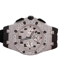 Reloj de Lujo con Movimiento ETA de Cuarzo, Esfera de Cristal, Caja de Acero Inoxidable, Moissanita de Alta Calidad, Correa de Goma Negra, Cronógrafo Analógico de 41 mm, Unisex - Product Image 1