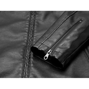 100% <b>Top</b> <b>High</b> Quality Comfortable Breathable Men Black Cow Skin <b>Leather</b> Jacket Winter Warm Long Sleeve Stand Collar Streetwear - Product Image 6