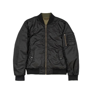 Wholesale High Quality Solid Color Casual <b>Thin</b> Men Winter Plus Size Reversible Bomber <b>Jacket</b> with Front Logo OEM Custom - Product Image 4