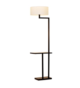 Luxury elegant white cotton shade <b>shelf</b> floor <b>lamp</b> with metal base oem odm low moq factory price wholesale bulk supply - Product Image 1
