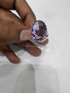 Anillo de amatista hecho a mano de Plata de Ley 925 con piedra ovalada grande estilo clásico el mejor regalo de cumpleaños o aniversario para fiestas - Product Image 6