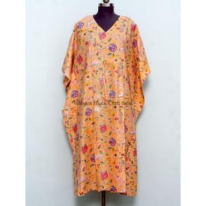 Nuevo Vestido Kaftán de Algodón para Mujer Talla Grande, Estilo Vintage con Estampado, Manga Corta, Holgado, para Playa, Verano - Product Image 1