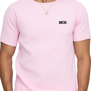 T-shirts côtelés en coton pour hommes, col rond, manches courtes, coupe ajustée, tee-shirt d'été pour la vente en gros sous marque privée - Product Image 3
