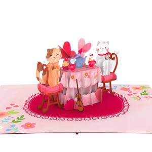 Carte pop-up 3D pour couple de chats, carte de vœux artisanale, thème amour, cartes pop-up 3D, carte 3D pop-up, artisanat en papier, cadeau pour la Saint-Valentin - Product Image 3