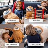 Peluche paresseux personnalisée lestée en polyester à poils longs, jouet anti-stress avec billes lestées de 5 lb