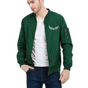 <b>Men's</b> Black <b>Thin</b> Collarless Bomber <b>Jacket</b> with Logo Zipper Front Casual Windproof Polyester Outerwear Spring Style - Product Image 2