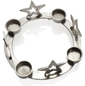 Support de bougie en aluminium argenté à 4 bras, résistant à la chaleur, décoration de Noël, candélabre en métal - Product Image 2