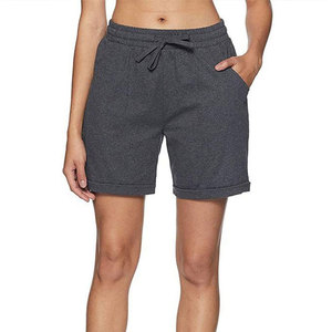 Custom Logo Women Casual Cotton Shorts Mid Waist <b>Drawstring</b> Breathable Regulars Fit Summer Sweat Shorts - Product Image 3