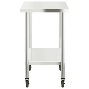 Tavolo da lavoro cucina commerciale con ruote 43.3 \ "x21.7 \" x33.5 \ "fabbricazione in acciaio inox - Product Image 6