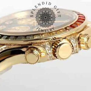 Reloj Cronógrafo de Lujo con Moissanita Plateada, Cristal de Zafiro, Esfera Analógica, Movimiento de Cuarzo ETA, Resistencia al Agua de 10 m, Correa Desplegable - Product Image 3