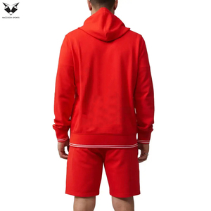 <b>Red</b> Color Good Quality Made In Best <b>Material</b> Men Hoodie & Shorts Set Wholesale Top Design Made Men Shorts Set - Product Image 3