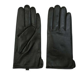 Gants en cuir beige à doigts complets, compatibles écran tactile, pour la conduite hivernale, avec paume en cuir grainé souple, revers fendu et doublure en cachemire - Product Image 1