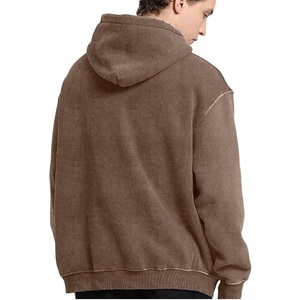 Vintage Streetwear Acid Wash Oversized Hoodie Soft Cotton Heavyweight Pullover Hooded <b>Sweatshirt</b> Custom Logo Embroidered Hoodie - Product Image 4