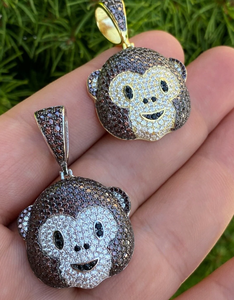 Colgante de Plata de Ley con Baño de Oro, Diseño de Mono de Dibujos Animados Personalizado, con Moissanita de Corte Brillante, Estilo Hiphop, Certificado, Unisex - Product Image 4