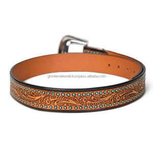 Top Layer Cowhide Rose Embossed Leather Carving <b>for</b> <b>Men</b> Retro Style Durable High Strength Personalized Western Tooling <b>Belt</b> - Product Image 5