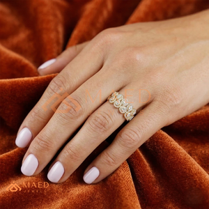 Luxury 14K Gold Lab Grown Diamond Asymmetric Open <b>Ring</b> | Baguette & Round Brilliant Cut Cluster Bypas Band Modern <b>Statement</b> <b>Ring</b> - Product Image 4