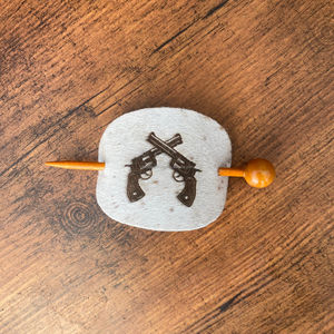 Premium personnalisé gravé au Laser dame cheveux bâton Barrette à la main véritable peau de vache bois glisser ovale broche Barrette - Product Image 3