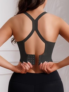Adjustable Longline Workout Bra | Women's Seamless Knit Compression Gym Top | Wide Strap Backless Sportswear Bralette - Product Image 5