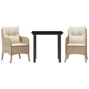 Conjunto de Comedor para Jardín D0100H5L6G2 de 2 Plazas, Ratán Sintético PE Beige, Diseño Contemporáneo, Fundas Extraíbles - Product Image 4