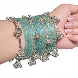 Bracelet Churiyan en verre doré poli multicolore, ensemble de bracelets de mariée, bijoux pour fête de mariage - Product Image 2