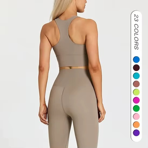 Camiseta de Yoga Ligera sin Costuras para Mujer, de Alta Compresión, con Logotipo Personalizado, para Correr, Deportes, Gimnasio, sin Mangas, Cuello Redondo - Product Image 2