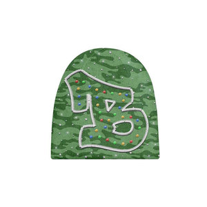 Unisex <b>Wool</b> Blend Camouflage <b>Beanie</b> <b>Hat</b> with Rhinestone Number 13 Embroidery Street Style Winter Warm Knit Cap Adult Size >62CM - Product Image 4