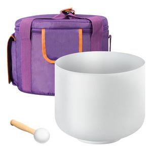 Accessori per Yoga: Ciotola Sonora in Cristallo da 8 Pollici (Nota F) in Quarzo Smerigliato, Strumento per Chakra del Cuore con Martello in Gomma e Anello a O - Product Image 1
