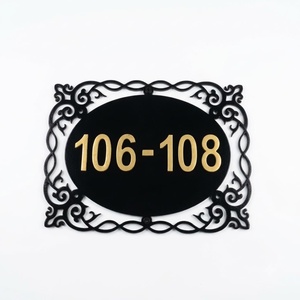 Plaque de numéro de maison personnalisée en fer forgé moderne, écologique, résistante aux intempéries, pour extérieur, avec vis, plaque d'adresse - Product Image 1