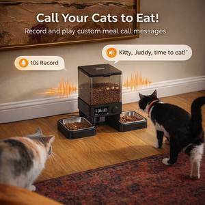 Meilleures ventes : Distributeur automatique de nourriture pour chat portable en plastique de 5 L, alimenté par batterie, double bol, réservoir de nourriture visible, contrôle des portions programmé - Product Image 6