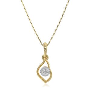 Yellow Gold Diamond Pendant Necklace Round Brilliant Cut Bezel Set Water <b>Drop</b> Shape <b>Box</b> Chain Classic Women's Jewelry - Product Image 1