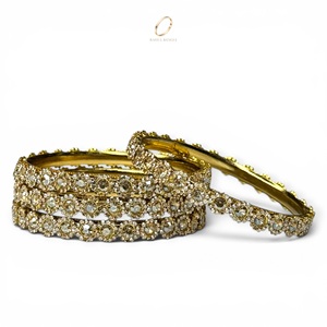 Ethnic Style Pearl <b>Crystal</b> Stainless Steel Gold Plated Kashmiri Bangles Set Women Wholesale Indian Wedding Fashion Jewelry Low - Product Image 5