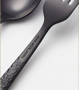 Obsidian Bark Textured Matte <b>Black</b> <b>Cutlery</b> <b>Set</b> Stainless Steel With Matte <b>Black</b> PVD Perfect For Weddings Parties And Hotel - Product Image 2