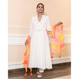 Ensemble de costume en mousseline de soie blanche taille XS Gauri - Product Image 5