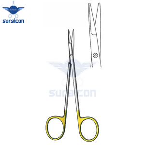 Knapp Scissors <b>12</b> cm (4-3/4 Inch) Straight Blunt TC Gold Tungsten Carbide Surgical Scissors Stainless Steel Precision Operating - Product Image 2