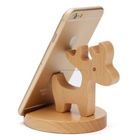 Pemegang Meja Ponsel Lucu Berdiri Pemegang Desktop Ponsel Kayu Boneka Anjing Potong Hewan