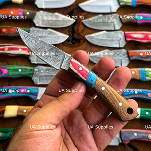 มีดทำมือระดับพรีเมียม UA Supplies สำหรับงานอุตสาหกรรม มีดล่าสัตว์ ดามัสกัสสตีล ด้ามไม้ ใบมีดคงที่ มีดสำหรับกิจกรรมกลางแจ้ง - Product Image 5