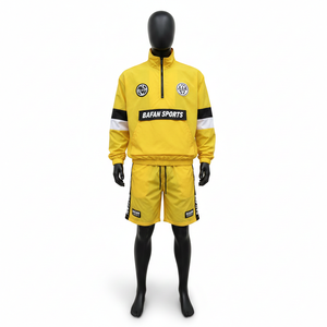 Ensemble short et coupe-vent pour homme, tissu polyester tissé durable, panneaux personnalisés avec logo thermocollé, coupe-vent homme, ensemble short, grandes tailles - Product Image 6