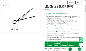 Pince à creuset et à flacon en fer de 19 pouces, résistante à la chaleur, outil manuel de laboratoire pour bijoutier et orfèvre | Numéro d'article GS-414B - Product Image 3