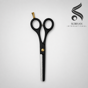 Tijeras de entresacar de acero inoxidable con revestimiento negro, herramientas profesionales manuales de peluquería para logotipo personalizado - Product Image 1