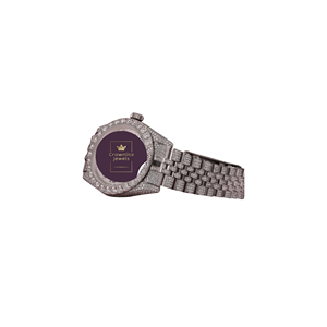 Reloj de pulsera para hombre de acero inoxidable con diamantes de moissanita de corte redondo blanco completo, estilo antiguo, simple, de lujo, nuevo y personalizado. - Product Image 2