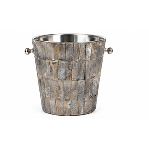 Seau à glace isotherme en acier inoxydable à double paroi avec poignées, refroidisseur à vin et à bière en bois pour bar à domicile - Product Image 3