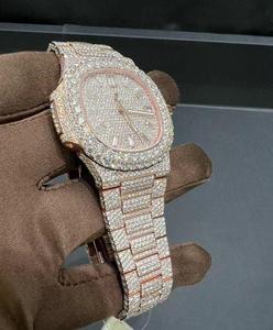 Montre de luxe personnalisée en or rose sertie de diamants Moissanite VVS de qualité supérieure, mouvement mécanique ETA, prix de gros, bijoux Hip Hop. - Product Image 2